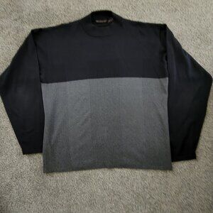 Men's Massini Mock Neck Black & Grey Pullover Sweater size Large